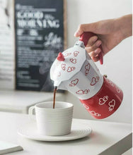 Load image into Gallery viewer, Coffee Espresso Maker 3 Cup Red Hearts Stove Top