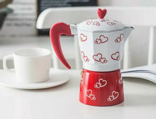 Load image into Gallery viewer, Coffee Espresso Maker 3 Cup Red Hearts Stove Top