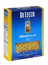 Load image into Gallery viewer, De Cecco - Elbows Pasta from Italy no. 81 - 1 lb / 20 Packages per case
