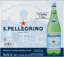 Load image into Gallery viewer, S.Pellegrino Sparkling Natural Mineral Water, 33.8 Fl Oz. (12 Pack Glass)