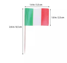 Load image into Gallery viewer, 100 Pcs Italy Flag Italian Toothpick Flags, Small Mini Stick Cupcake Toppers Italian Flags,Country Picks Party Decoration Celebration Cocktail Food Bar Cake Flags