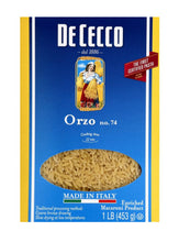 Load image into Gallery viewer, De Cecco Orzo Pasta from Italy no. 74 - 1 lb / 20 Packs Per Case
