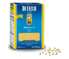 Load image into Gallery viewer, De Cecco Orzo Pasta from Italy no. 74 - 1 lb / 20 Packs Per Case