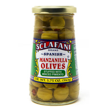 Load image into Gallery viewer, Sclafani Spanish Manzanilla Olives 5oz. (12-Jars in Case