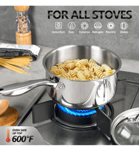 Load image into Gallery viewer, MICHELANGELO 3 Quart Saucepan with Lid, 18/10 Stainless Steel Sauce Pan with Tri-Ply Bottom, 3QT Sauce Pot, Induction Compatible
