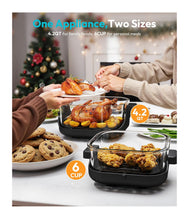 Load image into Gallery viewer, Compact Glass Air Fryer, 1500W Airfryer with Dual Glass Bowls (4.2QT &amp; 6CUP), 4 Cooking Modes, Digital Display, Dishwasher Safe, for Dorm, RV &amp; Small Spaces
