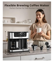 Load image into Gallery viewer, AIRMSEN 12-Cup Programmable Coffee Maker – Single Serve Machine for K-Cup Pods &amp; Ground, 1000W Fast Brew, Delay Start, 2H Keep Warm, Touchscreen, 60oz Tank, Glass Carafe – Home &amp; Office
