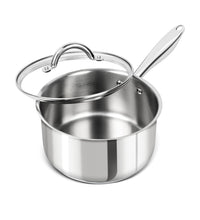 Load image into Gallery viewer, MICHELANGELO 3 Quart Saucepan with Lid, 18/10 Stainless Steel Sauce Pan with Tri-Ply Bottom, 3QT Sauce Pot, Induction Compatible
