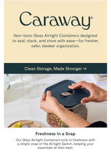 Load image into Gallery viewer, Caraway 2.5qt Glass Airtight Food Storage Containers with Lids - Non-Toxic, BPA-Free Kitchen Storage Container - Stackable, Space-Saving Airtight Containers for Pantry, Dry Goods - 2 Pack - Cream
