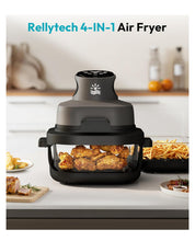 Load image into Gallery viewer, Compact Glass Air Fryer, 1500W Airfryer with Dual Glass Bowls (4.2QT &amp; 6CUP), 4 Cooking Modes, Digital Display, Dishwasher Safe, for Dorm, RV &amp; Small Spaces
