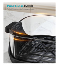 Load image into Gallery viewer, Compact Glass Air Fryer, 1500W Airfryer with Dual Glass Bowls (4.2QT &amp; 6CUP), 4 Cooking Modes, Digital Display, Dishwasher Safe, for Dorm, RV &amp; Small Spaces
