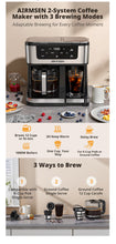 Load image into Gallery viewer, AIRMSEN 12-Cup Programmable Coffee Maker – Single Serve Machine for K-Cup Pods &amp; Ground, 1000W Fast Brew, Delay Start, 2H Keep Warm, Touchscreen, 60oz Tank, Glass Carafe – Home &amp; Office
