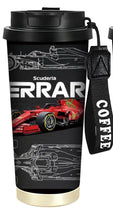 Load image into Gallery viewer, Scuderia Ferrari - Race Water Bottle - Brushed Steel - 1pc 18oz Stainless Steel Travel Mug with Lid

