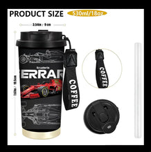 Load image into Gallery viewer, Scuderia Ferrari - Race Water Bottle - Brushed Steel - 1pc 18oz Stainless Steel Travel Mug with Lid

