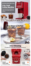 Load image into Gallery viewer, SHARDOR Hot &amp; Iced Coffee Maker, K Cup Coffee Maker Compatible with Ground Coffee, Single Serve Coffee Machine Red
