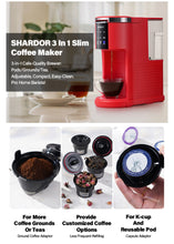Load image into Gallery viewer, SHARDOR K Cup Coffee Maker Compatible with Ground Coffee &amp; Teas, Single Serve Coffee Machine, 6–14oz Adjustable Brew Sizes, 40oz Detachable Water Reservoir, Descale Settings, Red
