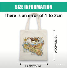 Load image into Gallery viewer, 1pc Sicily Italy Map Canvas Tote Bag – Foldable, Machine Washable, (13.7x15.7in)
