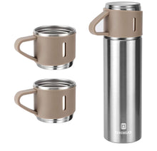 Load image into Gallery viewer, Stainless Steel Thermo 500ml/16.9oz Vacuum Insulated Bottle with Cup for Coffee Hot drink and Cold drink water flask.(Brown,Set)
