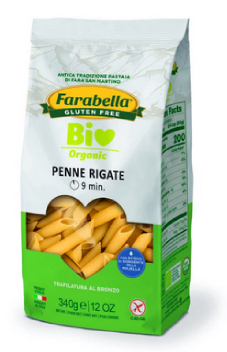 Farabella pasta Organic Gluten Free Penne Rigate - 12bags x 340gr (12oz) Case