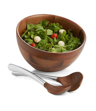 Load image into Gallery viewer, Nambe Luna Salad Bowl with Servers 3 Piece Set
