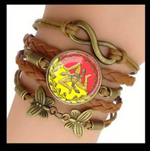 Load image into Gallery viewer, Sicily Trinacria
Pentagram Jewelry
Magic Bracelet
Bangle, Mythology Mystery pedant
Brown leather

