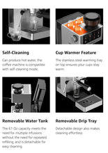Load image into Gallery viewer, AIRMSEN Espresso Machines with Burr Grinder, 20 Bar, Milk Frother Steam Wand, Stainless Steel Coffee Maker for Home - Cappuccino Latte &amp; Cold Brew Iced Coffee Maker &amp; Americano
