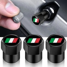 Load image into Gallery viewer, Italian Flag Black Metal Auto Tire Valve Stem Cap Cover
