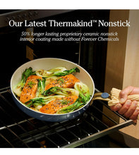 Load image into Gallery viewer, Our Place 8-Piece Essentials Complete Cookware Set - Ceramic Fry Pan Trio &amp; Modular Rack Storage | Nontoxic Thermakind™ Nonstick, Oven Safe up to 450°F &amp; Compatible with All Cooktops | Char
