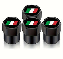 Load image into Gallery viewer, Italian Flag Black Metal Auto Tire Valve Stem Cap Cover
