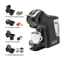 Load image into Gallery viewer, KOTLIE Single Cup Coffee Maker, Multi Capsule Machine Compatible With Various Capsule Types, 4 Temperature Settings, 7 Water Volume Levels,19 Bar(Glossy Black)
