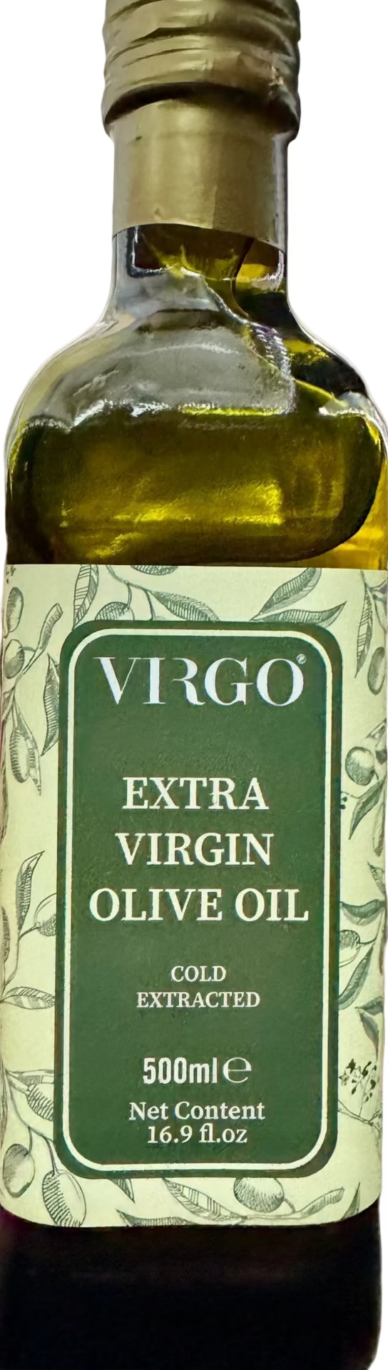 VIRGO EXTRA VIRGIN        OLIVE OIL
COLD EXTRACTED
500ml.