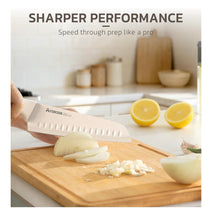 Load image into Gallery viewer, Astercook Knife Set, 15 Pieces Kitchen Knife Set with Sharpener Block, German Stainless Steel Knives Set with Anti-Rust Coating, Dishwasher Safe Elegant Cream White Knife Block Sets, Valentine's Gift
