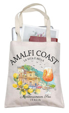 Load image into Gallery viewer, Italy Canvas Tote Bag - Amalfi Coast Scene
