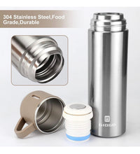 Load image into Gallery viewer, Stainless Steel Thermo 500ml/16.9oz Vacuum Insulated Bottle with Cup for Coffee Hot drink and Cold drink water flask.(Brown,Set)

