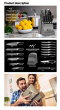 Load image into Gallery viewer, NF NANFANG BROTHERS Damascus Kitchen Knife Set, 15-Piece with Block, ABS Ergonomic Handle, Carving Fork, Disconnect-type Knife Block Set (Grey
