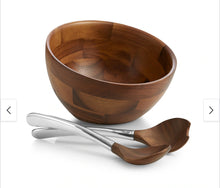 Load image into Gallery viewer, Nambe Luna Salad Bowl with Servers 3 Piece Set
