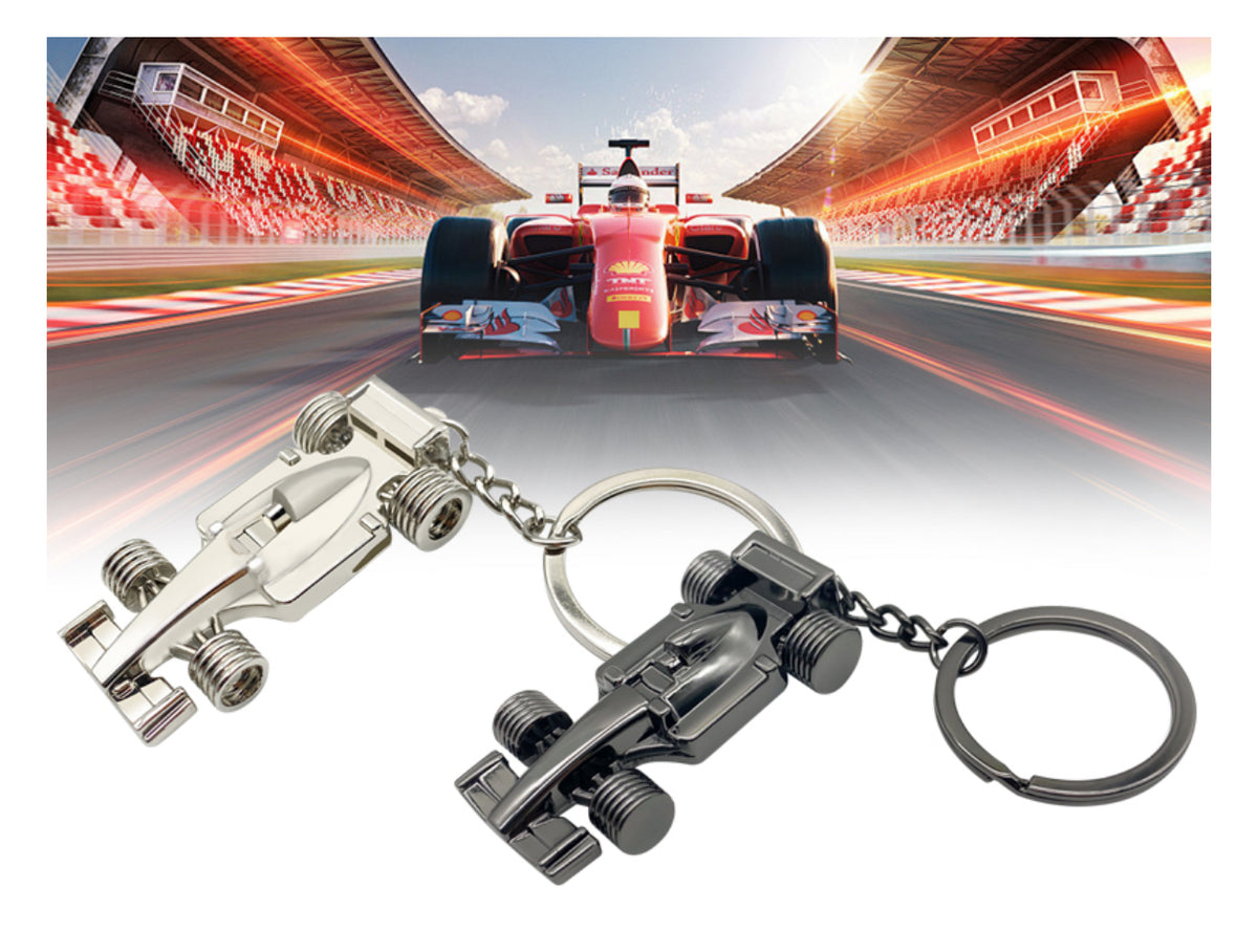 F1 Keychain (Silver and Black Cool 3D Metal Racing Car Model Keychain ...