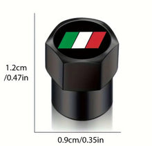 Load image into Gallery viewer, Italian Flag Black Metal Auto Tire Valve Stem Cap Cover
