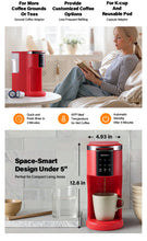 Load image into Gallery viewer, SHARDOR K Cup Coffee Maker Compatible with Ground Coffee &amp; Teas, Single Serve Coffee Machine, 6–14oz Adjustable Brew Sizes, 40oz Detachable Water Reservoir, Descale Settings, Red
