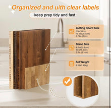 Load image into Gallery viewer, Book Cutting Board Set，100% Acacia Wood，Each Set Comprises Three Pieces, Including a Wooden Stand.Cheese, Bread and Grilled Meat Display
