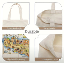 Load image into Gallery viewer, 1pc Sicily Italy Map Canvas Tote Bag – Foldable, Machine Washable, (13.7x15.7in)
