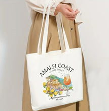 Load image into Gallery viewer, Italy Canvas Tote Bag - Amalfi Coast Scene
