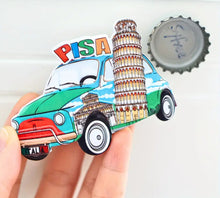 Load image into Gallery viewer, Fiat500 &amp; Pisa Leaning Tower of Italy Refrigerator Magnet
