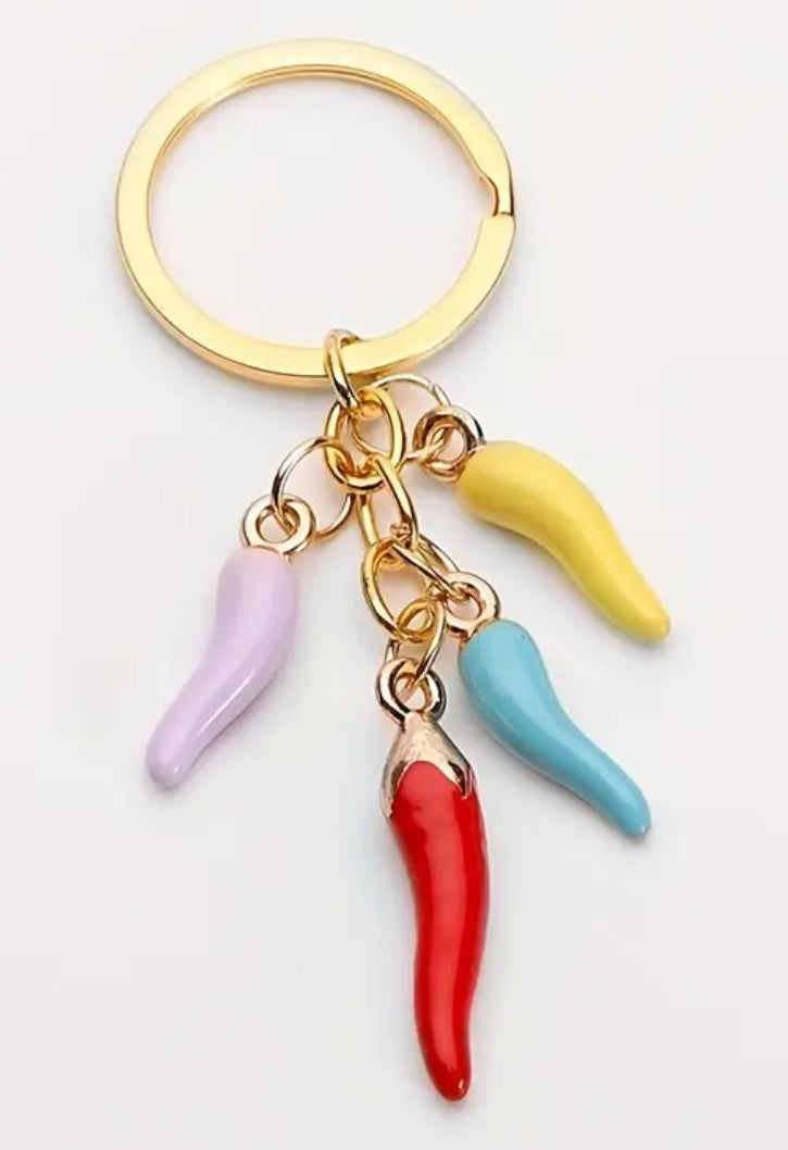 Italian Multi-Color Horns Keychain / Goodluck Charm.