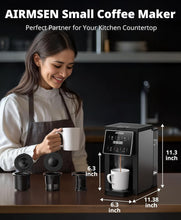 Load image into Gallery viewer, AIRMSEN Grind &amp; Brew Coffee Maker with Grinder - Single Serve Machine Compatible with K-Cup Pods &amp; Ground Coffee, 1000W
