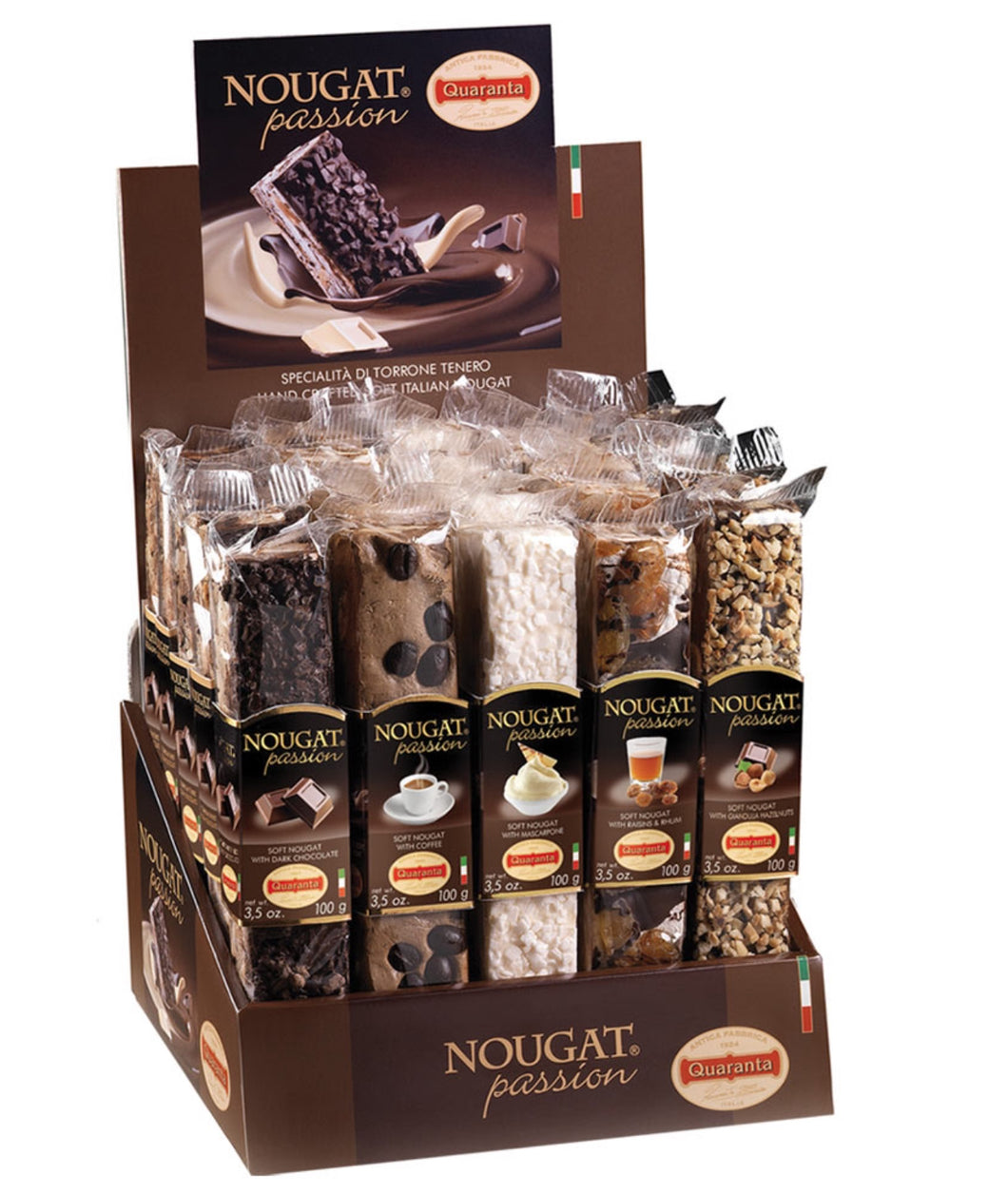 Quaranta Chocolate Nougat Bar 25Piece Display 3.5oz Each