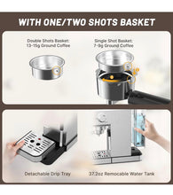 Load image into Gallery viewer, Rounexes
20 Bar Semi-Automatic Espresso Machine, Touchscreen Espresso Machine with Milk Frother, Cup Warmer, Detachable Water Tank &amp; Drip Tray, Coffee Machine for Latte, Cappuccino, Americano
