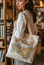 Load image into Gallery viewer, 1pc Sicily Italy Map Canvas Tote Bag – Foldable, Machine Washable, (13.7x15.7in)
