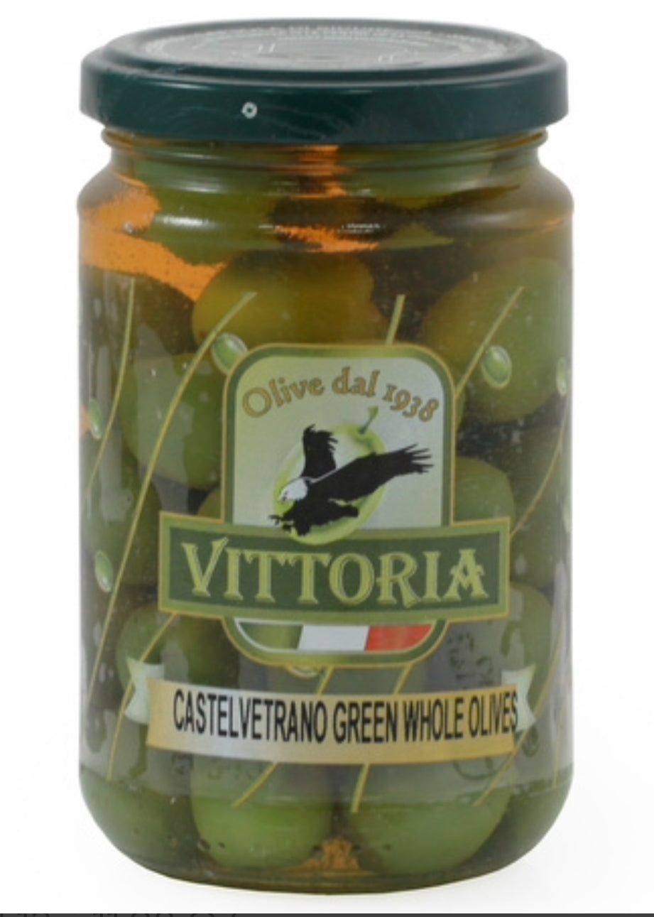 Vittoria Whole Castelvetrano Green Olives, 11.8oz (12-Jars in Case)