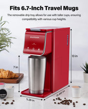 Load image into Gallery viewer, SHARDOR Hot &amp; Iced Coffee Maker, K Cup Coffee Maker Compatible with Ground Coffee, Single Serve Coffee Machine Red
